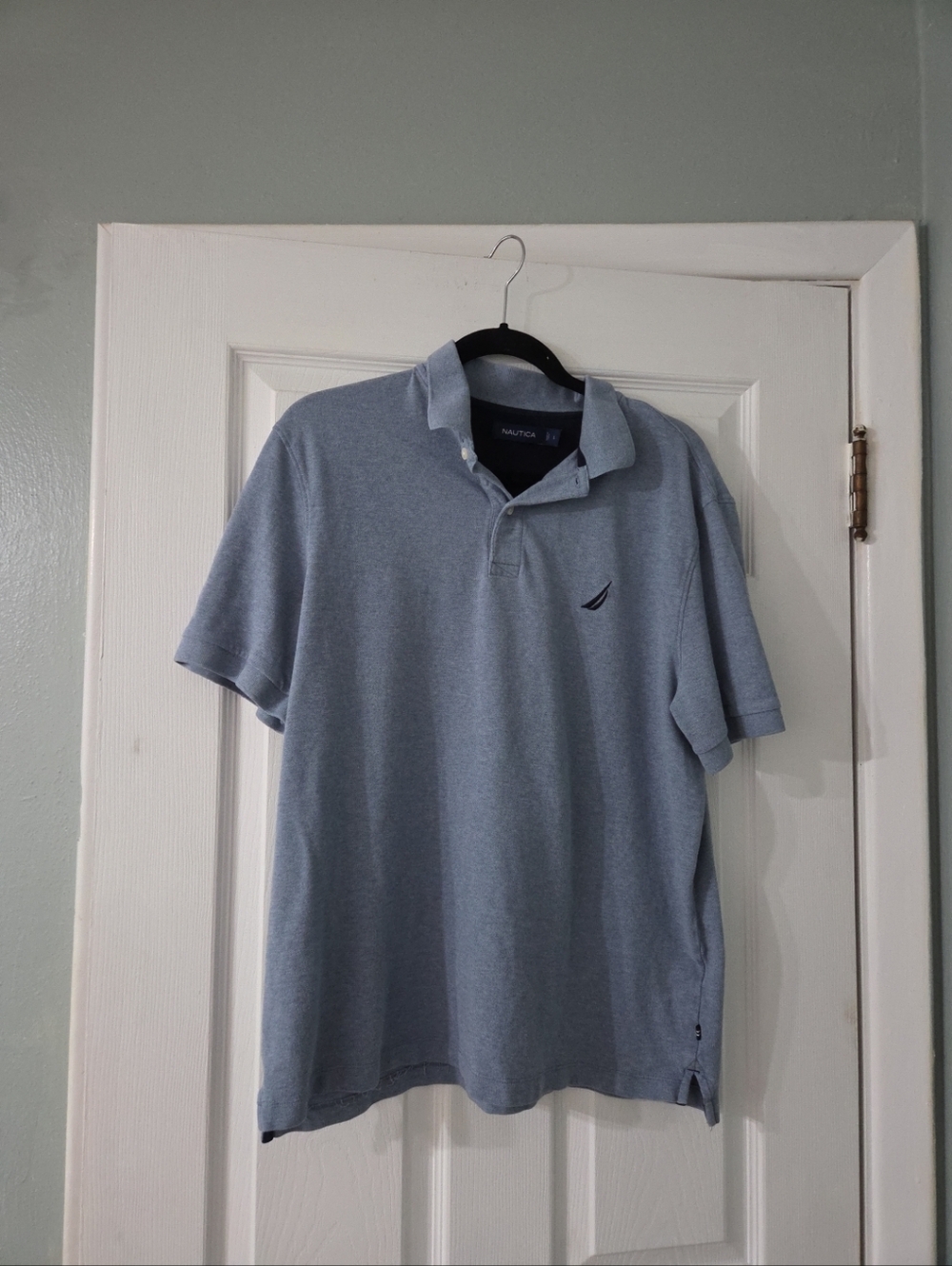 Nautica Men's Heather Light Blue Polo Shirt L